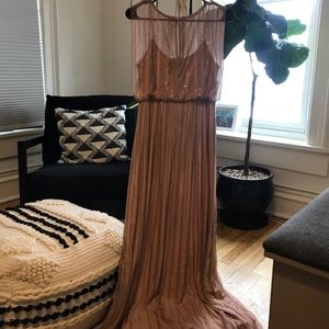 Light pink/blush/mauve maxi dress with sequence/beads running down